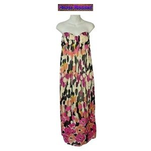 ABS Allen B Schwartz Dress Long Maxi Floral Boho Flower Spring Bloom Abstract